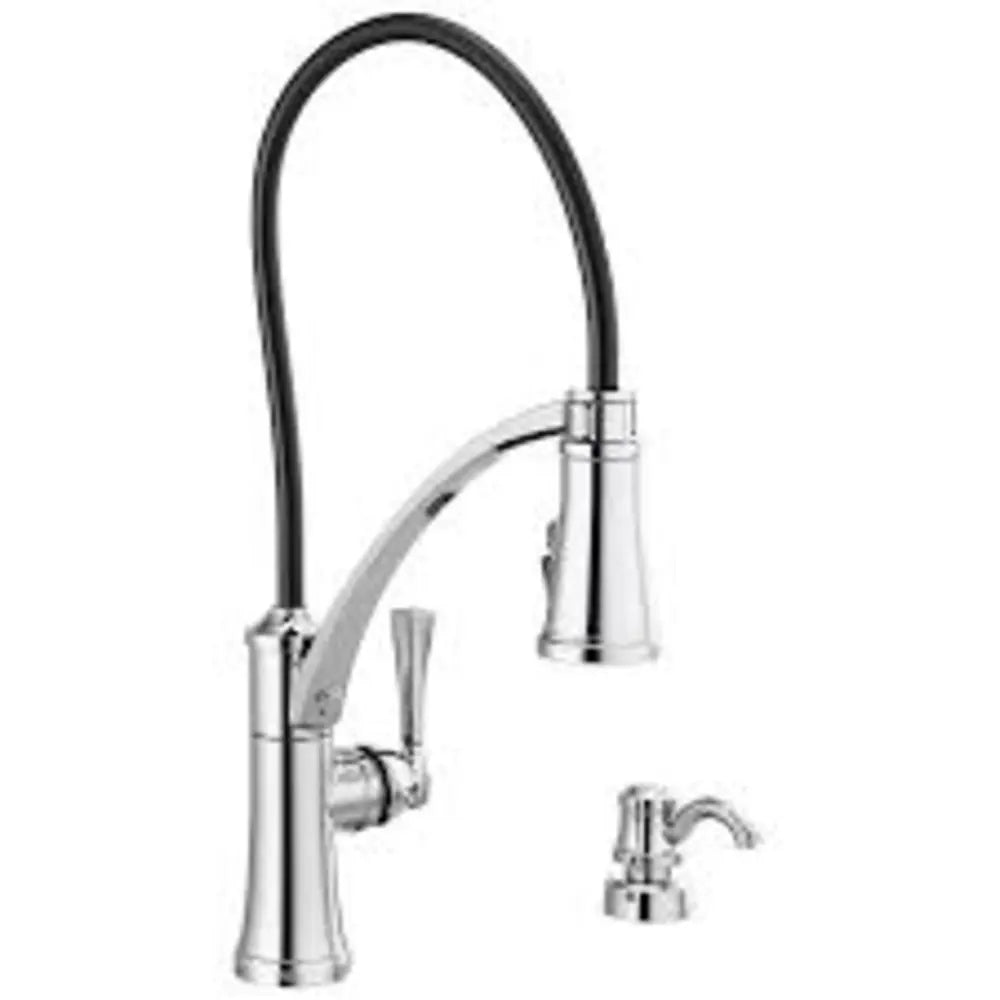 Delta Foundry 1.8 GPM Single Hole Pre-Rinse Pull Down Kitchen Faucet - Includes Soap Dispenser and Escutcheon