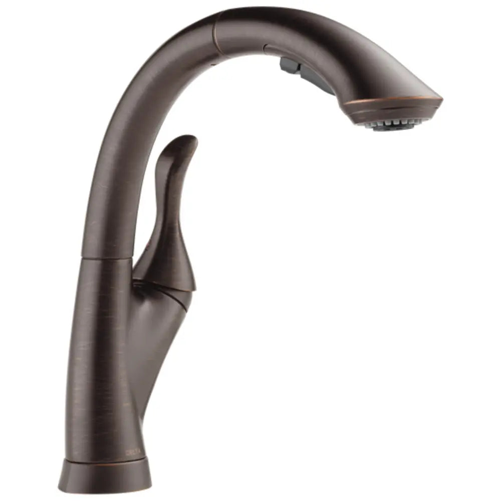 Delta Linden Pull-Out Kitchen Faucet with Temporary Flow Increase and Soap/Lotion Dispenser - Includes Lifetime Warranty