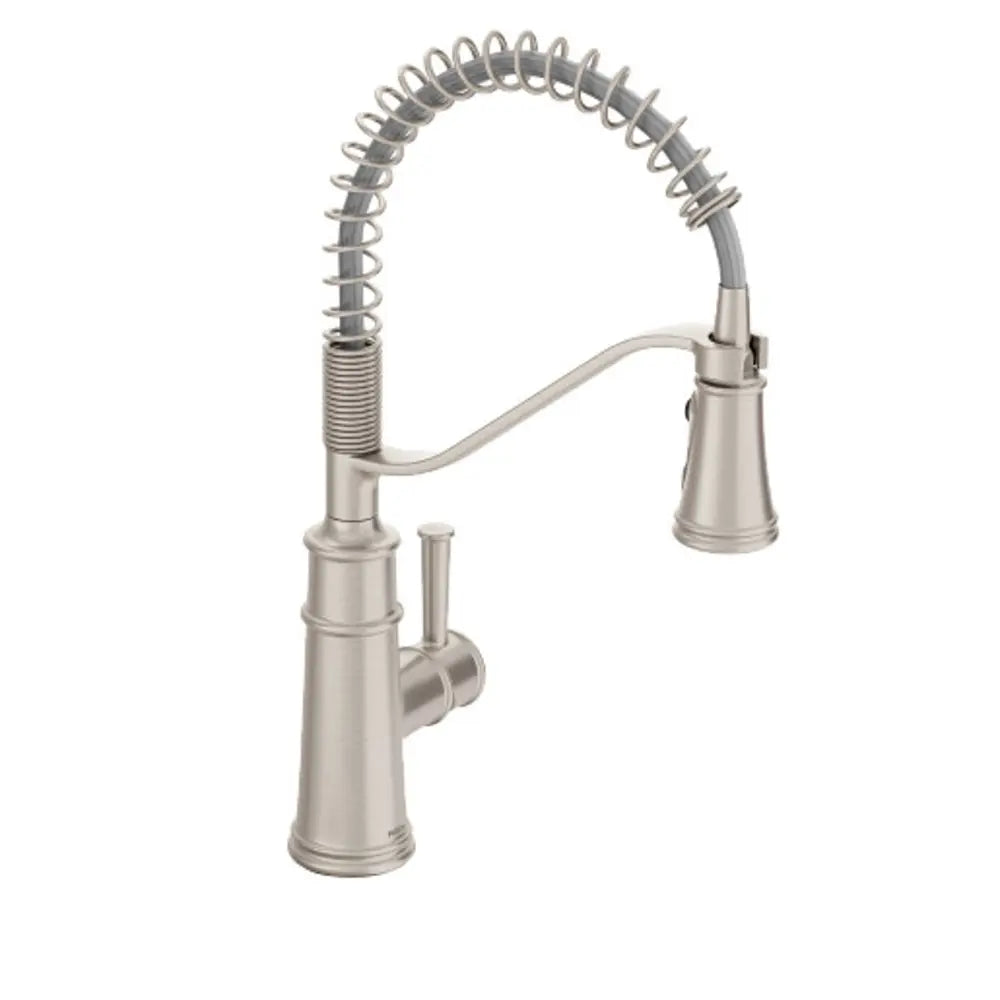 Moen Belfield 1.5 GPM Single Hole Pre-Rinse Pull Down Kitchen Faucet with Duralock, Duralast, and PowerBoost Technologies - Includes Escutcheon