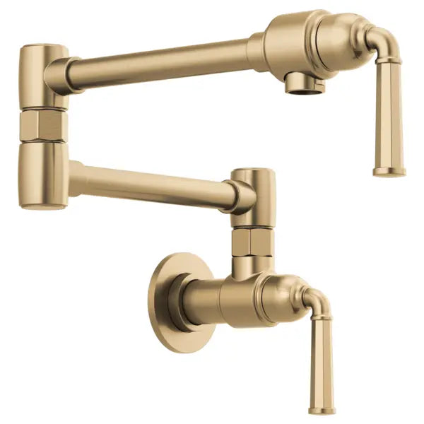 Brizo Rook 4 GPM Wall Mounted Double Handle Pot Filler Faucet with Brass Handles