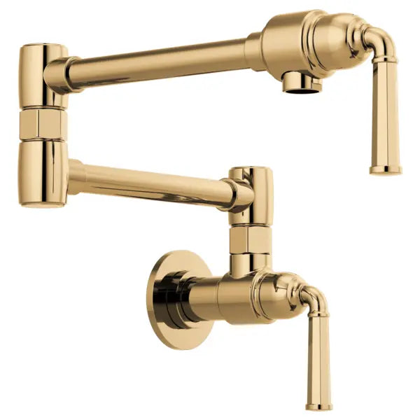 Brizo Rook 4 GPM Wall Mounted Double Handle Pot Filler Faucet with Brass Handles