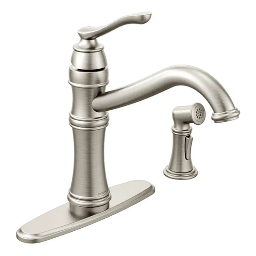 Moen Belfield1.5 GPM High-Arc Single Handle Kitchen Faucet with Side Spray - Power Clean Technology