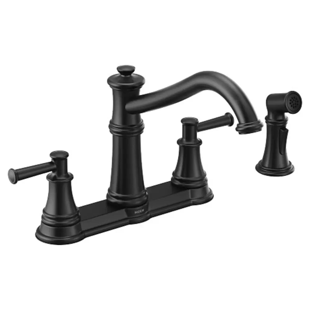 Moen Belfield 1.5 GPM High-Arc Double Handle Kitchen Faucet with Side Spray