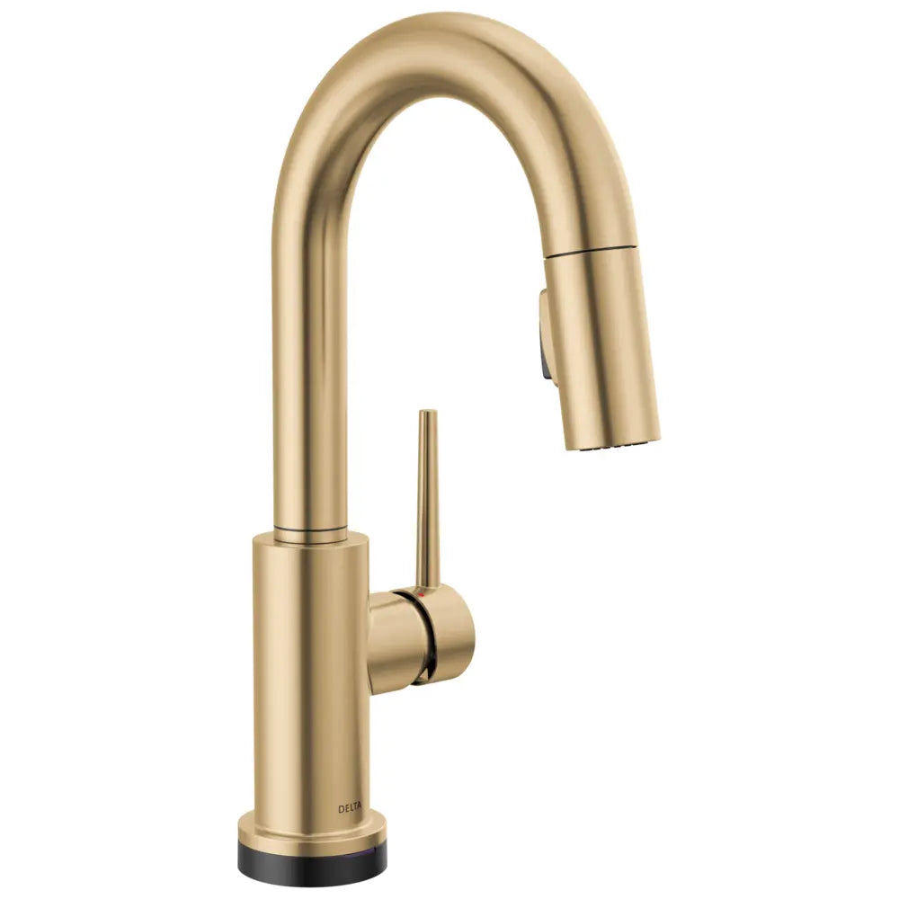 Delta Trinsic Pull-Down Bar/Prep Faucet with On/Off Touch Activation, Magnetic Docking Spray Head, and Soap/Lotion Dispenser - Includes Lifetime Warranty (5 Year on Electronic Parts)