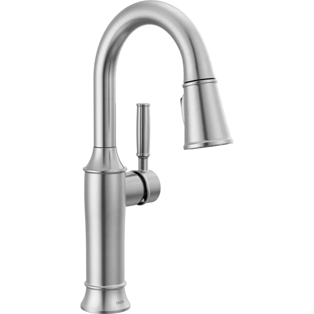 Delta Renaldi 1.8 GPM Single Hole Pull Down Touchless Bar Faucet with Touch2O Touch-Clean and MagnaTite Docking