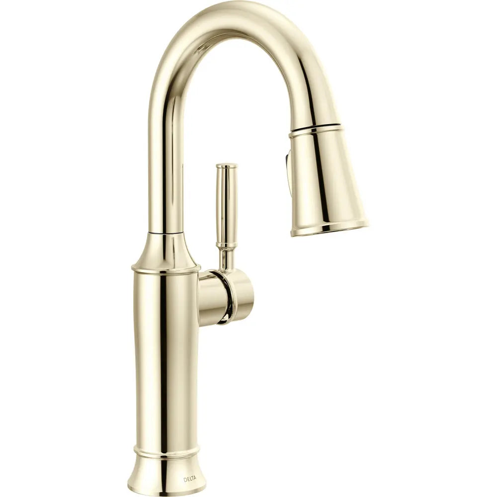 Delta Renaldi 1.8 GPM Single Hole Pull Down Touchless Bar Faucet with Touch2O Touch-Clean and MagnaTite Docking