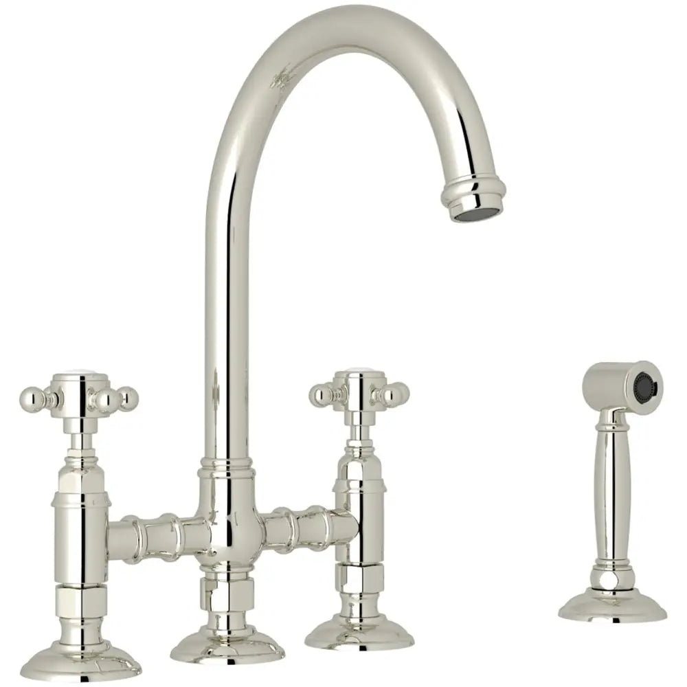 Rohl San Julio 1.5 GPM Widespread Bridge Kitchen Faucet - Includes Side Spray
