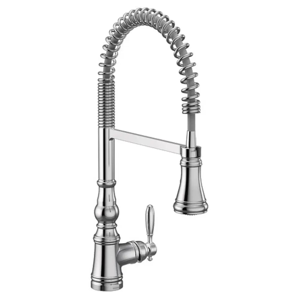 Moen Weymouth 1.5 GPM Single Hole Pre-Rinse Pull Down Kitchen Faucet with PowerClean, Reflex, Duralock, and MotionSense Wave Technologies