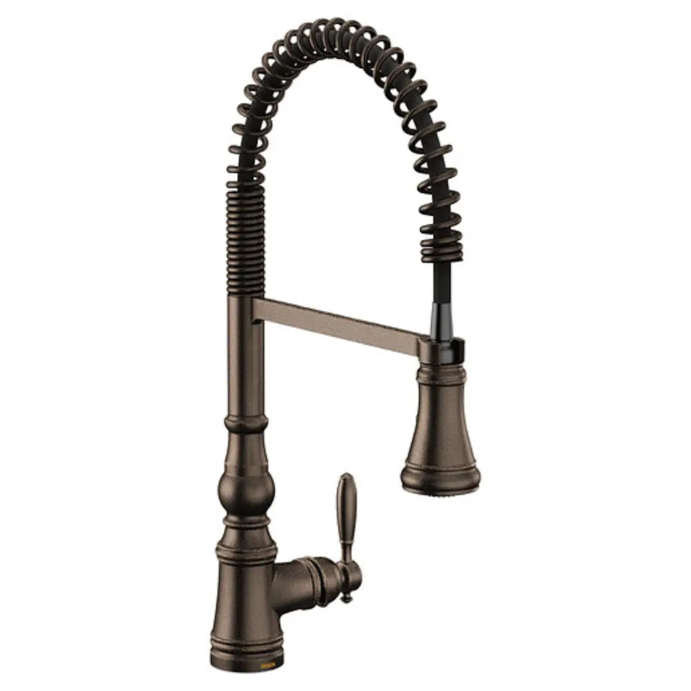 Moen Weymouth 1.5 GPM Single Hole Pre-Rinse Pull Down Kitchen Faucet with PowerClean, Reflex, Duralock, and MotionSense Wave Technologies