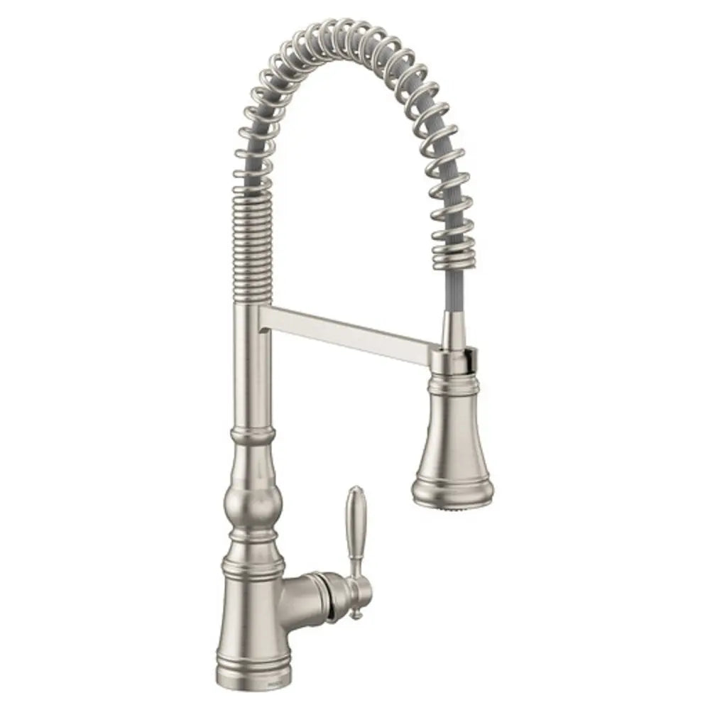 Moen Weymouth 1.5 GPM Single Hole Pre-Rinse Pull Down Kitchen Faucet with PowerClean, Reflex, Duralock, and MotionSense Wave Technologies