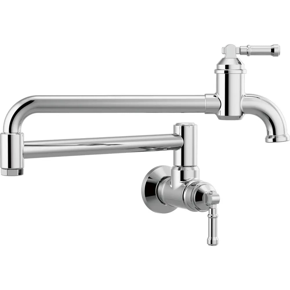 Delta Broderick 4 GPM Wall Mounted Double Handle Pot Filler Faucet with Brass Handles