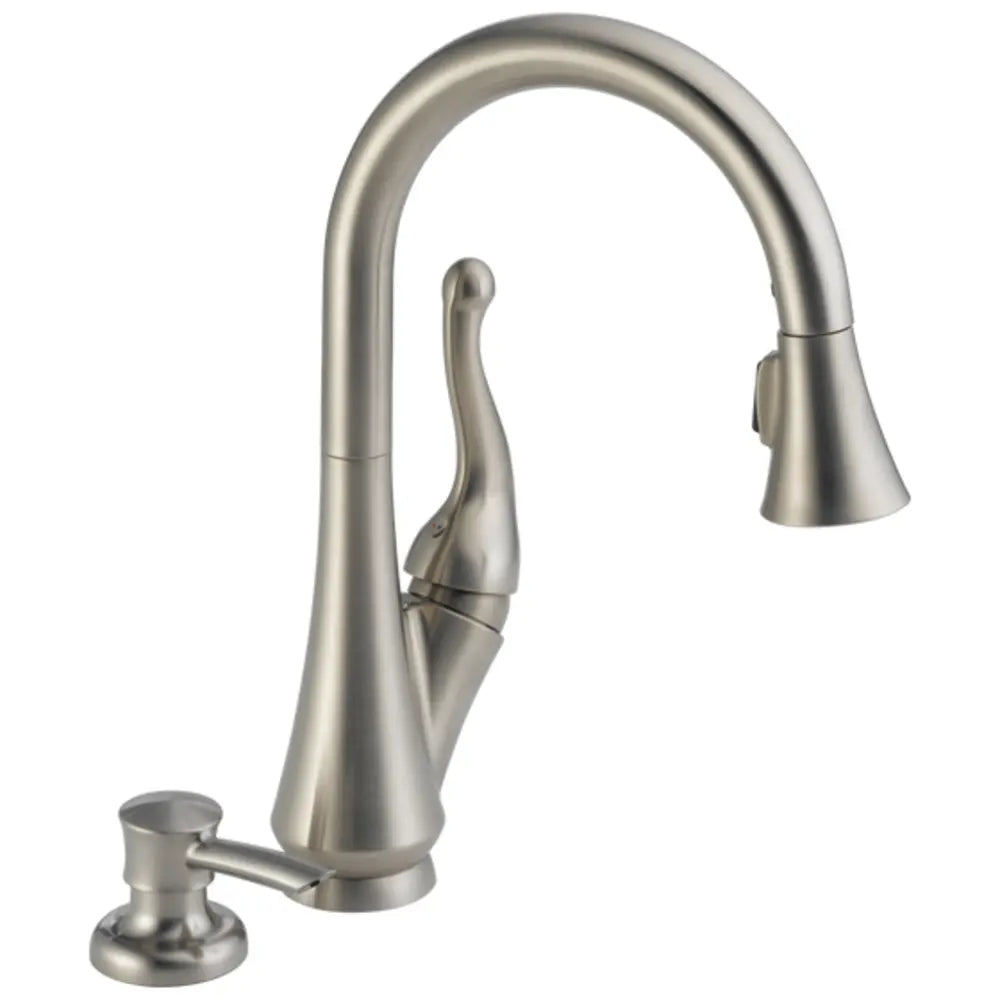 Delta Talbott Pull-Down Kitchen Faucet with Magnetic Docking Spray Head, Soap/Lotion Dispenser, and Optional Base Plate - Includes Lifetime Warranty