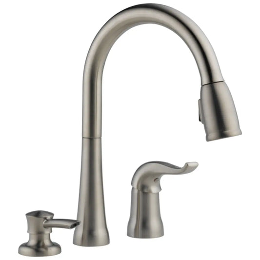 Delta Kate Pullout Spray Kitchen Faucet with MagnaTite Docking, Diamond Seal and Touch Clean Technologies - Includes Soap Dispenser
