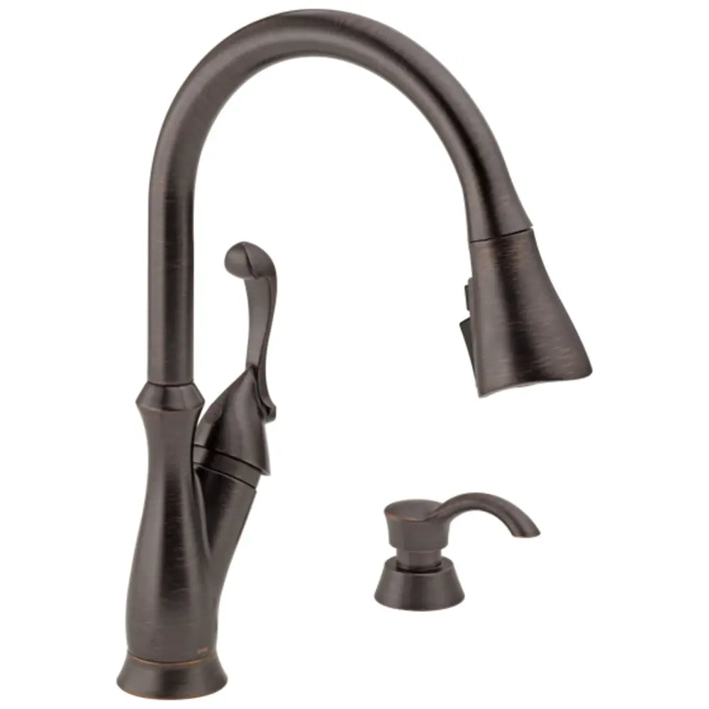 Delta Arabella 1.8 GPM Single Hole Pull Down Kitchen Faucet - Includes Soap Dispenser and Escutcheon