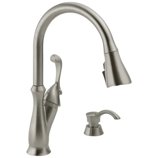 Delta Arabella 1.8 GPM Single Hole Pull Down Kitchen Faucet - Includes Soap Dispenser and Escutcheon