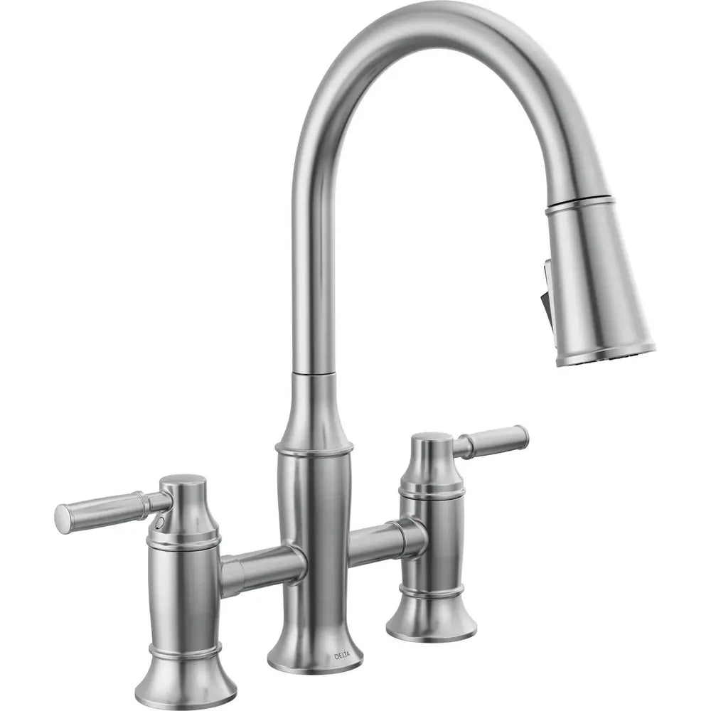 Delta Renaldi 1.8 GPM Bridge Pull Down Kitchen Faucet