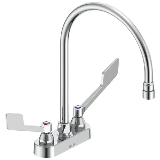 Delta Commercial Double Handle Centerset Kitchen Faucet with Metal Lever Handles
