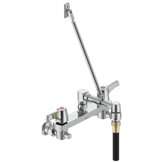 Delta Double Handle Ceramic Disc Wallmount Faucet with Lever Blade Handles Long Spout with Brace and Vacuum Breaker Aerator with Hose from the Commercial Series (Copy)