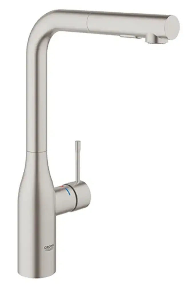 Grohe Essence Pull-Out Kitchen Faucet and Foot Control Adapter Kit Combo with 2-Function Locking Sprayer