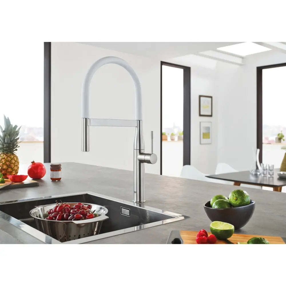 Grohe Essence Pre-Rinse Spray Kitchen Faucet with Locking Push Button Control