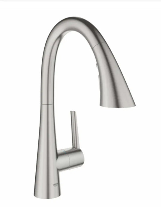 Grohe Zedra Pull-Down Bar Faucet and Foot Control Adapter Kit Combo with 3-Function Toggle Sprayer