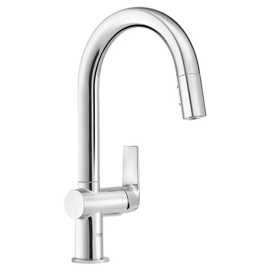 Grohe Defined Pull-Down Kitchen Faucet and Foot Control Adapter Kit Combo with 2-Function Toggle Sprayer