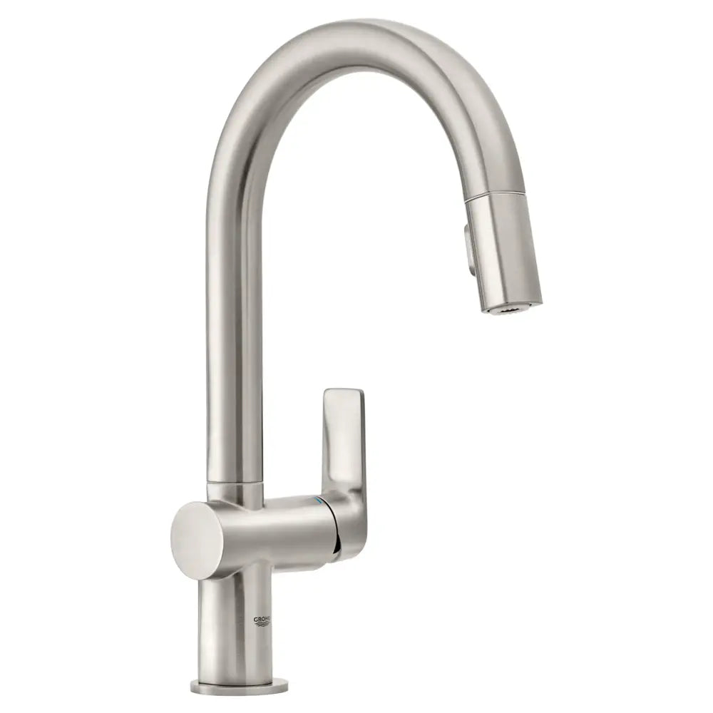 Grohe Defined Pull-Down Kitchen Faucet and Foot Control Adapter Kit Combo with 2-Function Toggle Sprayer