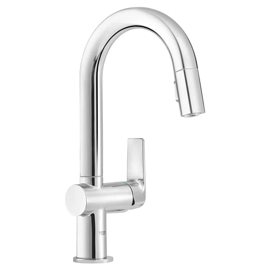 Grohe Defined Pull-Down Bar Faucet and Foot Control Adapter Kit Combo with 2-Function Toggle Sprayer