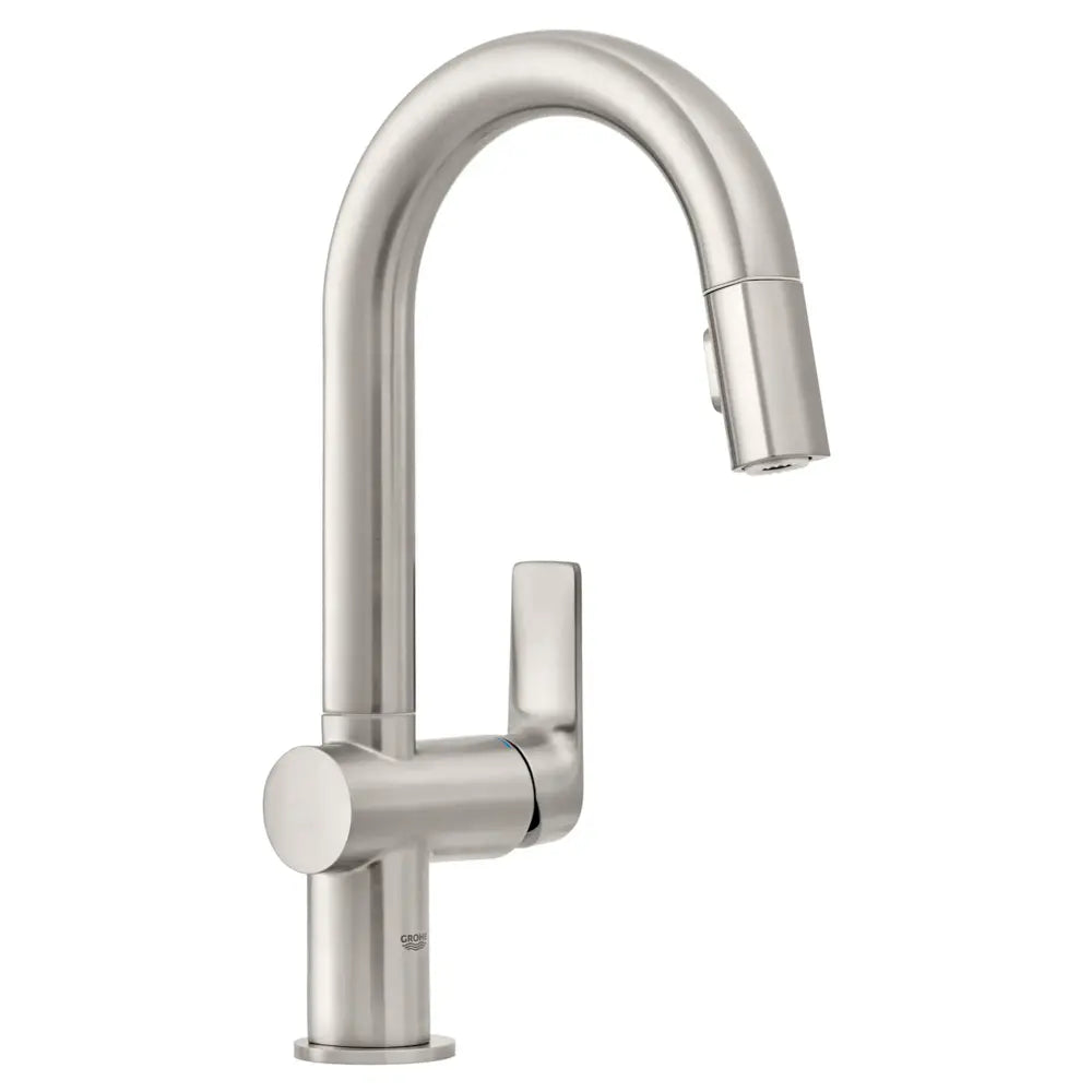 Grohe Defined Pull-Down Bar Faucet and Foot Control Adapter Kit Combo with 2-Function Toggle Sprayer