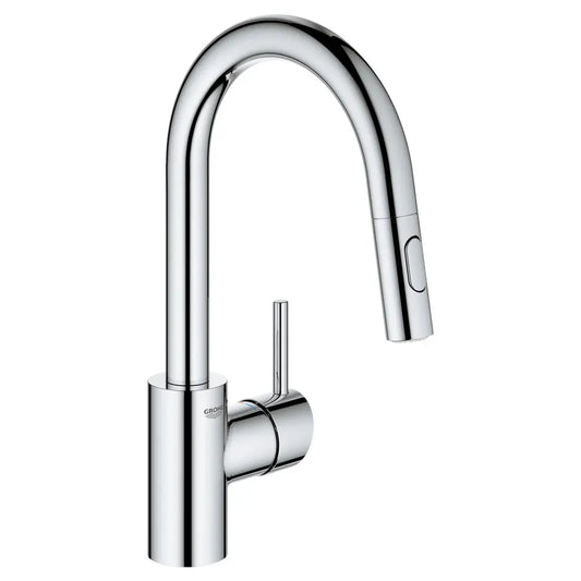 Grohe Concetto Pull-Down Spray Kitchen Prep Faucet with Foot Control Adapter Kit Combo