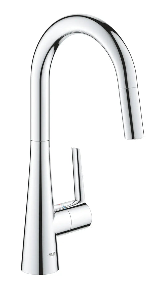 Grohe Zedra Pull-Down Kitchen Faucet and Foot Control Adapter Kit Combo with 2-Function Toggle Sprayer