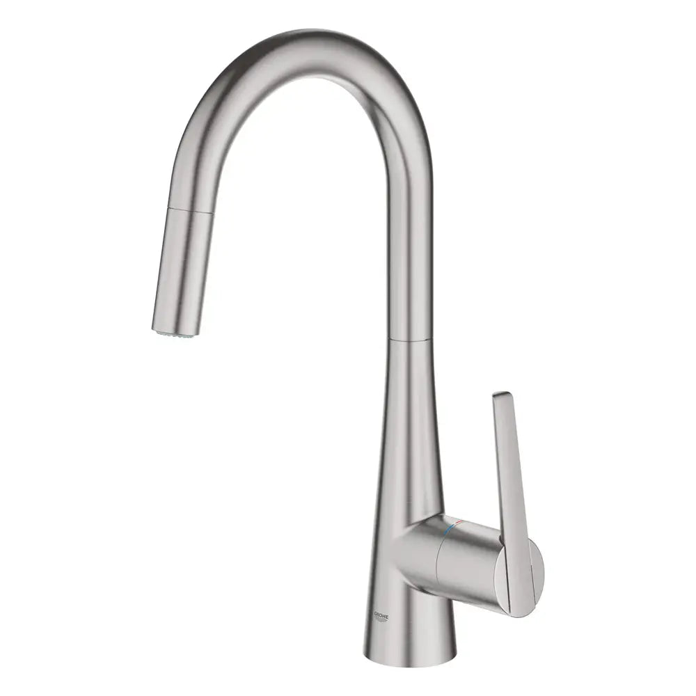 Grohe Zedra Pull-Down Kitchen Faucet and Foot Control Adapter Kit Combo with 2-Function Toggle Sprayer