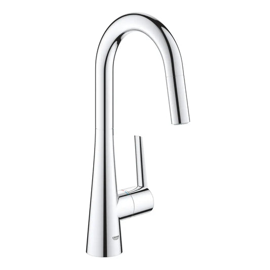 Grohe Zedra Pull-Down Bar Faucet and Foot Control Adapter Kit Combo with 2-Function Toggle Sprayer
