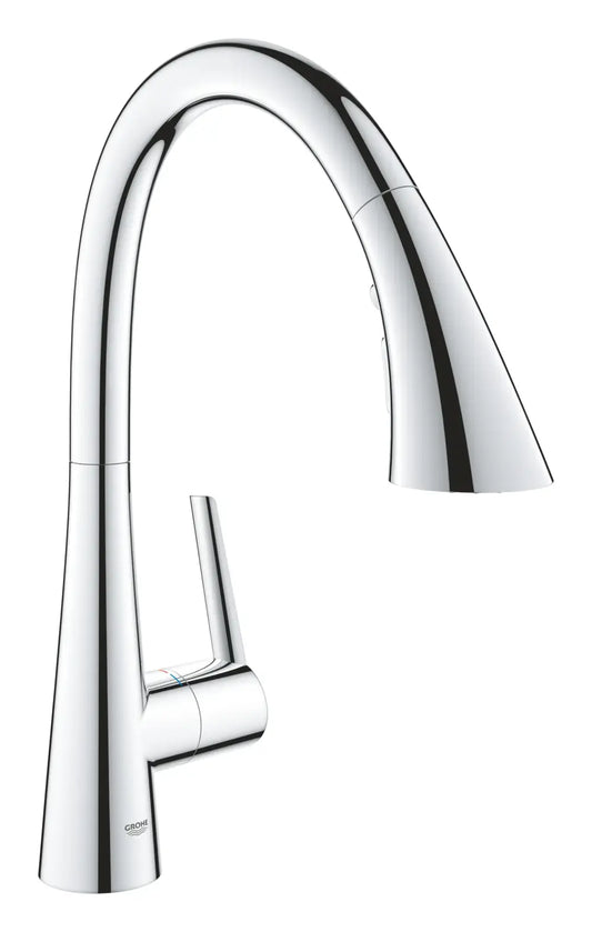 Grohe Zedra Pull-Down Kitchen Faucet and Foot Control Adapter Kit Combo with 2-Function Toggle Sprayer