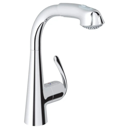 Grohe Zedra 1.75 GPM Single Hole Pull Out Kitchen Faucet with SilkMove Technology