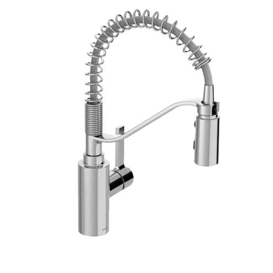 Moen Genta LX 1.5 GPM Single Hole Pre-Rinse Pull Down Kitchen Faucet with Duralock, Duralast, and PowerBoost Technologies - Includes Escutcheon