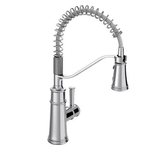 Moen Belfield 1.5 GPM Single Hole Pre-Rinse Pull Down Kitchen Faucet with Duralock, Duralast, and PowerBoost Technologies - Includes Escutcheon