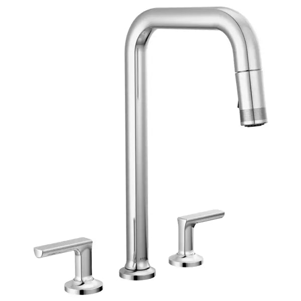 Brizo Kintsu 1.8 GPM Widespread Pull Down Kitchen Faucet with Square Spout - Less Handles