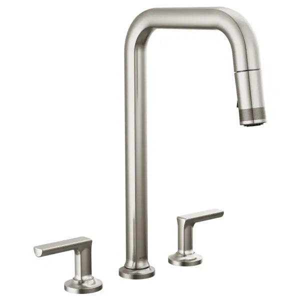 Brizo Kintsu 1.8 GPM Widespread Pull Down Kitchen Faucet with Square Spout - Less Handles