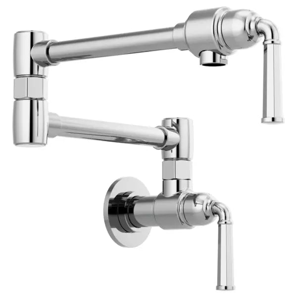 Brizo Rook 4 GPM Wall Mounted Double Handle Pot Filler Faucet with Brass Handles