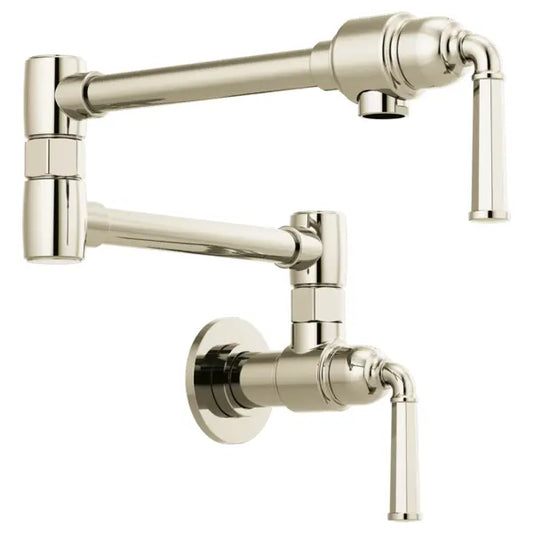 Brizo Rook 4 GPM Wall Mounted Double Handle Pot Filler Faucet with Brass Handles