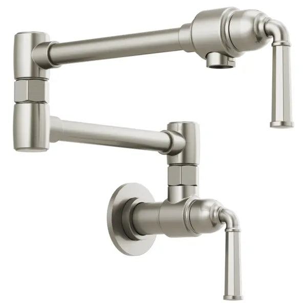Brizo Rook 4 GPM Wall Mounted Double Handle Pot Filler Faucet with Brass Handles