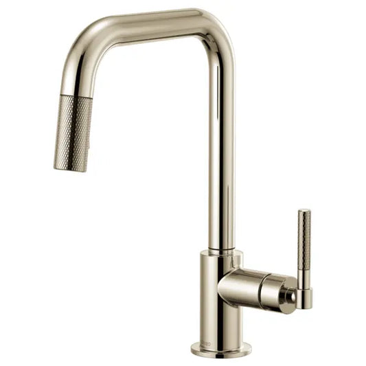 Brizo Litze Single Handle Square Arc Pull Down Kitchen Faucet with Knurled Handle - Limited Lifetime Warranty