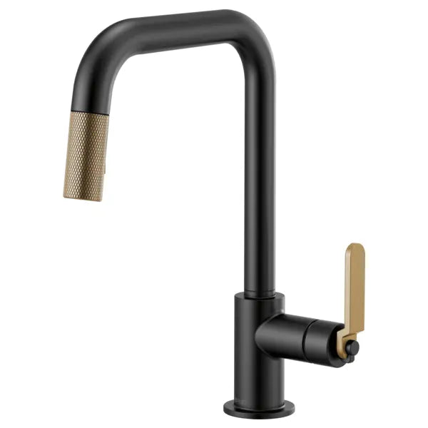 Brizo Litze Single Handle Square Arc Pull Down Kitchen Faucet with Industrial Handle - Limited Lifetime Warranty