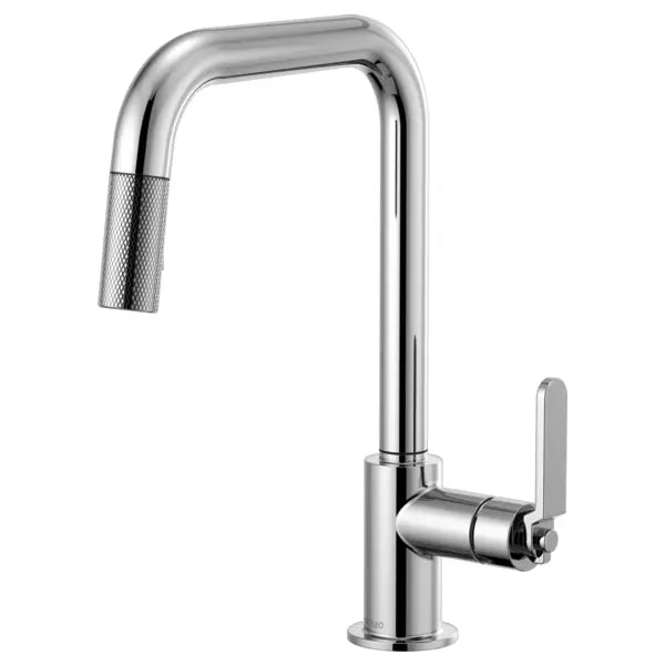 Brizo Litze Single Handle Square Arc Pull Down Kitchen Faucet with Industrial Handle - Limited Lifetime Warranty