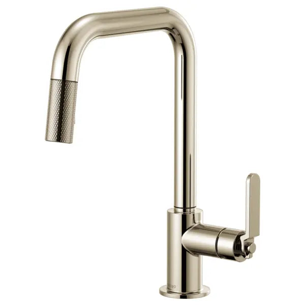 Brizo Litze Single Handle Square Arc Pull Down Kitchen Faucet with Industrial Handle - Limited Lifetime Warranty