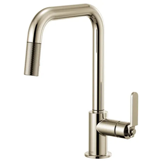 Brizo Litze Single Handle Square Arc Pull Down Kitchen Faucet with Industrial Handle - Limited Lifetime Warranty
