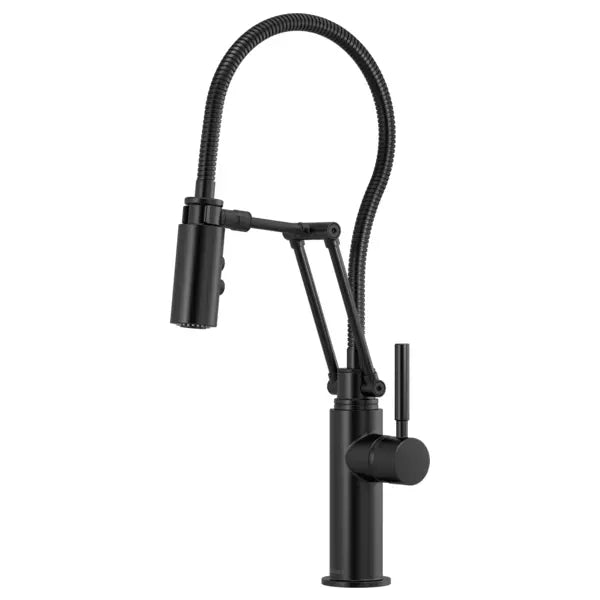 Brizo Solna 1.8 GPM Pre-Rinse Pull-Down Kitchen Faucet with Dual Jointed Articulating Arm, Magnetic Docking Spray Head and Metal Finished Hose