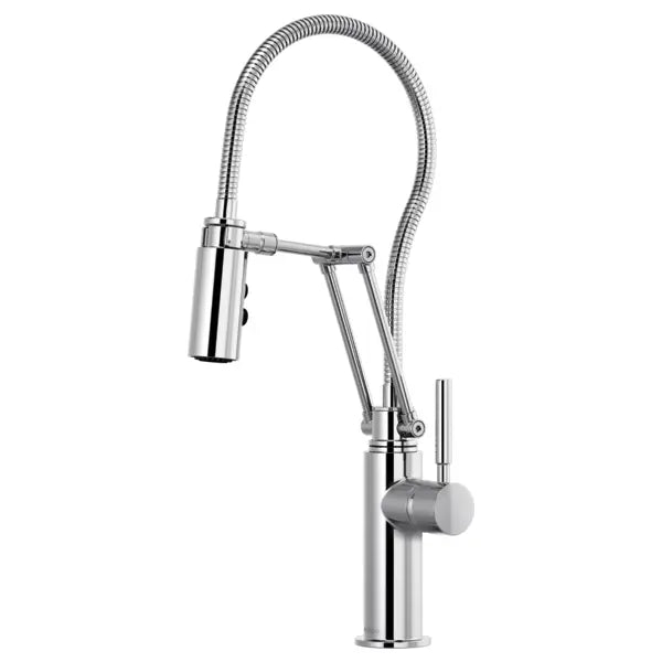 Brizo Solna 1.8 GPM Pre-Rinse Pull-Down Kitchen Faucet with Dual Jointed Articulating Arm, Magnetic Docking Spray Head and Metal Finished Hose
