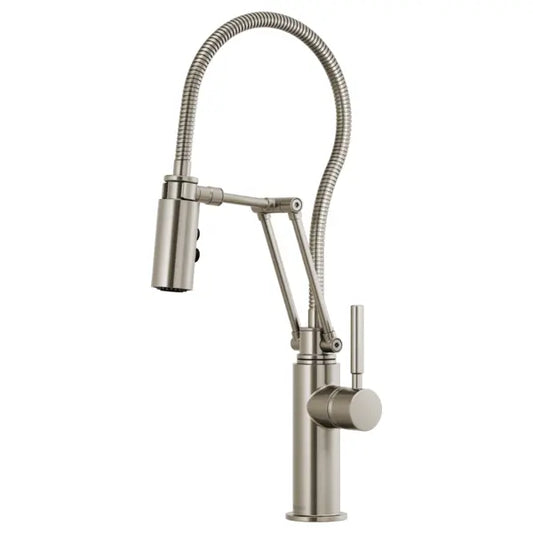 Brizo Solna 1.8 GPM Pre-Rinse Pull-Down Kitchen Faucet with Dual Jointed Articulating Arm, Magnetic Docking Spray Head and Metal Finished Hose
